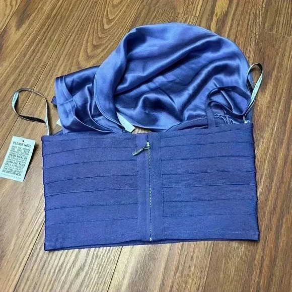 NWT Hervé Léger x Law Roach Draped Bustier Bandage Crop Top S Royal Purple - Picture 3 of 4